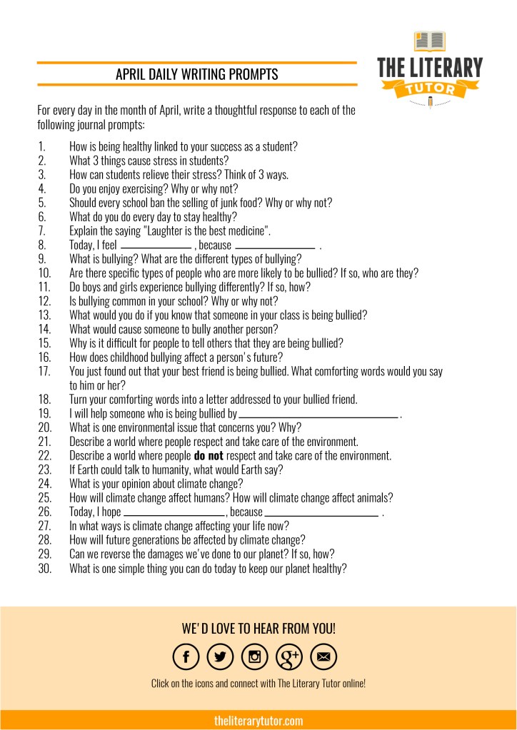 April Daily Writing Prompts