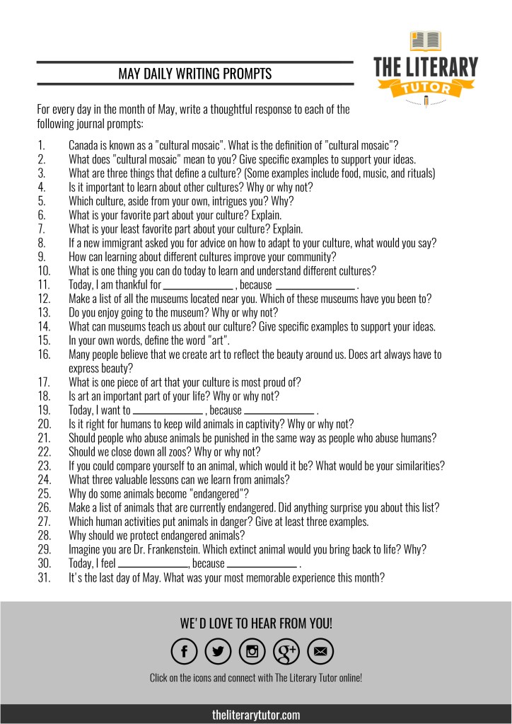 May Daily Writing Prompts